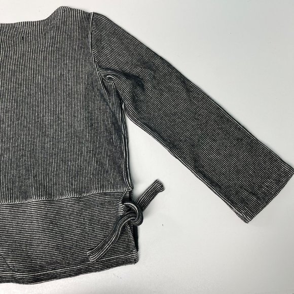 Madewell  MEDIUM French Terry Side Tie Black White Stripe Sweatshirt Top - Picture 7 of 12